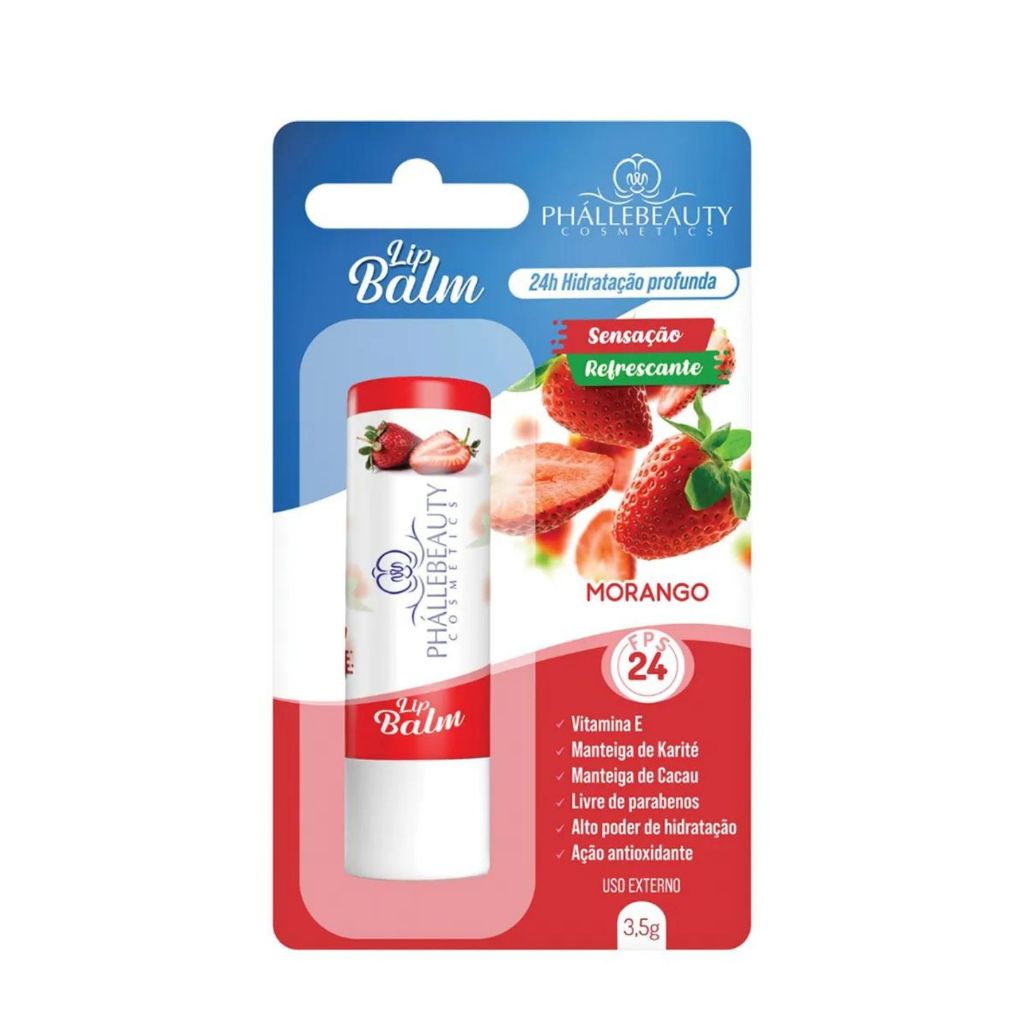 Lip Balm Fps24 - Morango-  Phallebeauty
