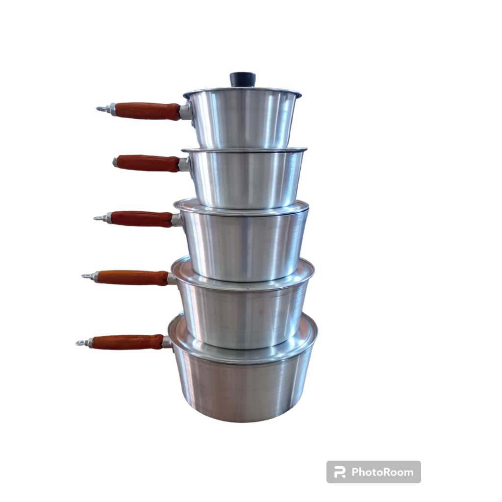 JOGO 5 PANELAS CAÇAROLAS ALUMÍNIO LIXADO N° 16 AO 24 CABO LATERAL + ENVIO RÁPIDO E SEGURO em Oferta na Shopee