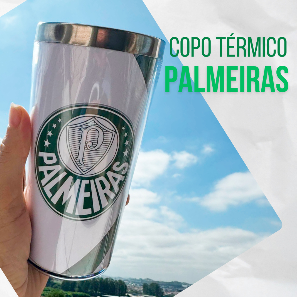 Copo Térmico Personalizado Inox Interno Palmeiras Alviverde 450 ml Cerveja e Chopp em Oferta na Shopee