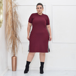 Vestido Midi Canelado Plus Size Instagram