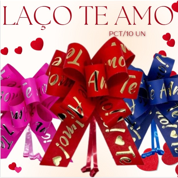 Laço Pronto Para Presente e Embalagem l Te Amo Flor Grande 10 Unidades