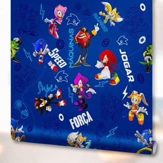 Papel de Parede Adesivo Decoração Quarto Infantil Sonic Azul Vinil Lavável em Oferta na Shopee