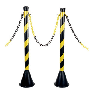kit 2 Pedestal + 3 metros de corrente Sinalização Isolamento cor amarelo e preto. em Oferta na Shopee