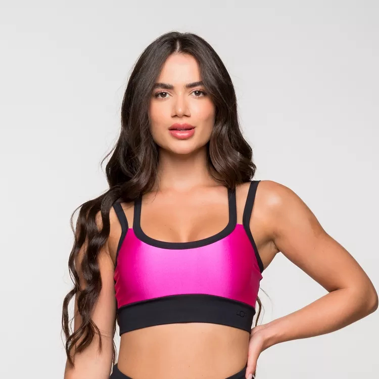 Top Fitness Academia Feminino Poliamida Rosa Com Detalhe Preto nas Costas Berlim em Oferta na Shopee