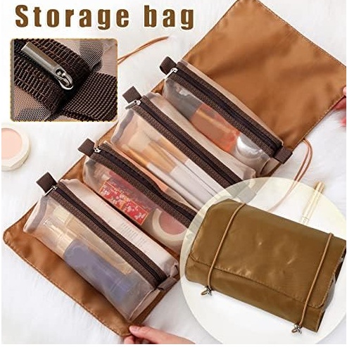 Imagem Bolsa Portatil Necessaire Estojo de Maquiagem Compartimento 4 em 1 Cosmético Viagem armazenamento saco de higiene Perfum