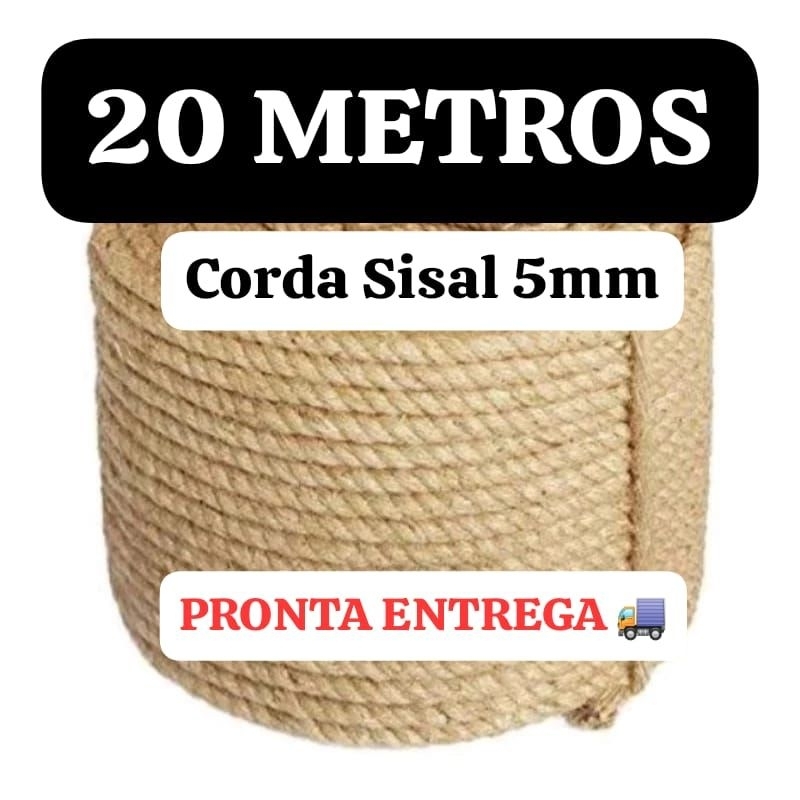 Corda Sisal 5mm até 40 Metros - Para Artesanatos, Arranhadores e Utilidades.