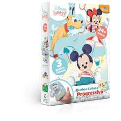 Quebra Cabeça Progressivo Disney Mickey Mouse Baby (2/3/4 Peças) - Toyster 8068