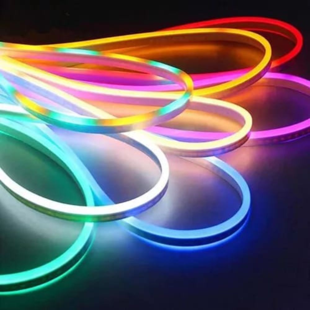 Fita De Led Neon Unicolor 12 V Com 5 Metros Bivolt Sem Cola Super Flexivel Resistente A Agua Com Ou Sem Fonte