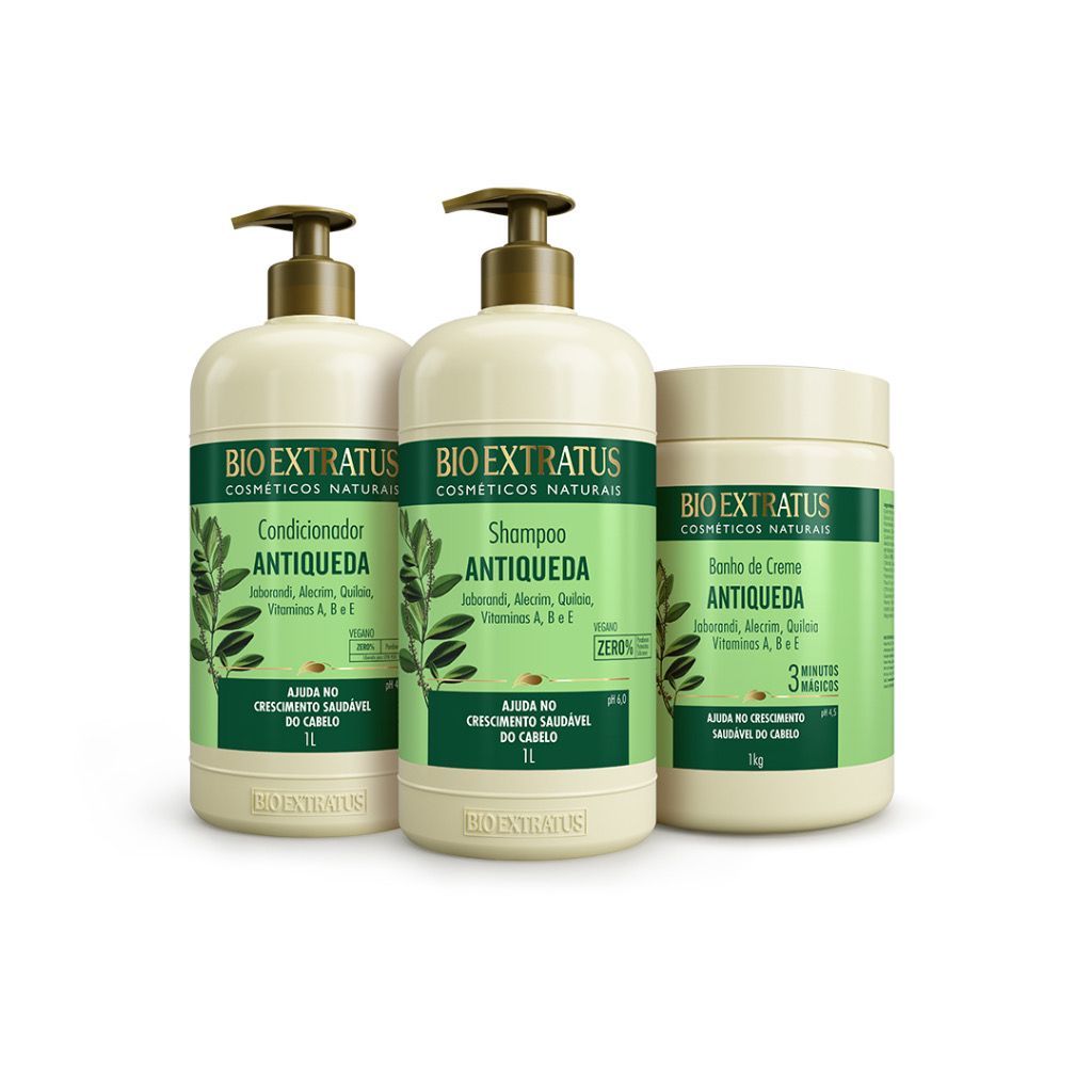 ￼Kit Jaborandi Shampoo, Condic., Banho Creme 1L Bioextratus em Oferta na Shopee