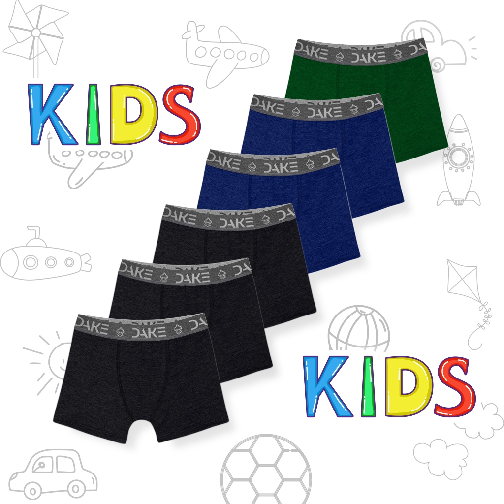 Kit 5 Cuecas Box Boxer Infantil Algodão Premium