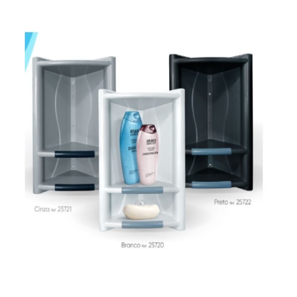 Cantoneira Porta Shampoo P/ Banheiro Cinza,Preta e Branca Suporte Grande Fixação Para Shampoo Sabonete Produtos Banheiro em Oferta na Shopee