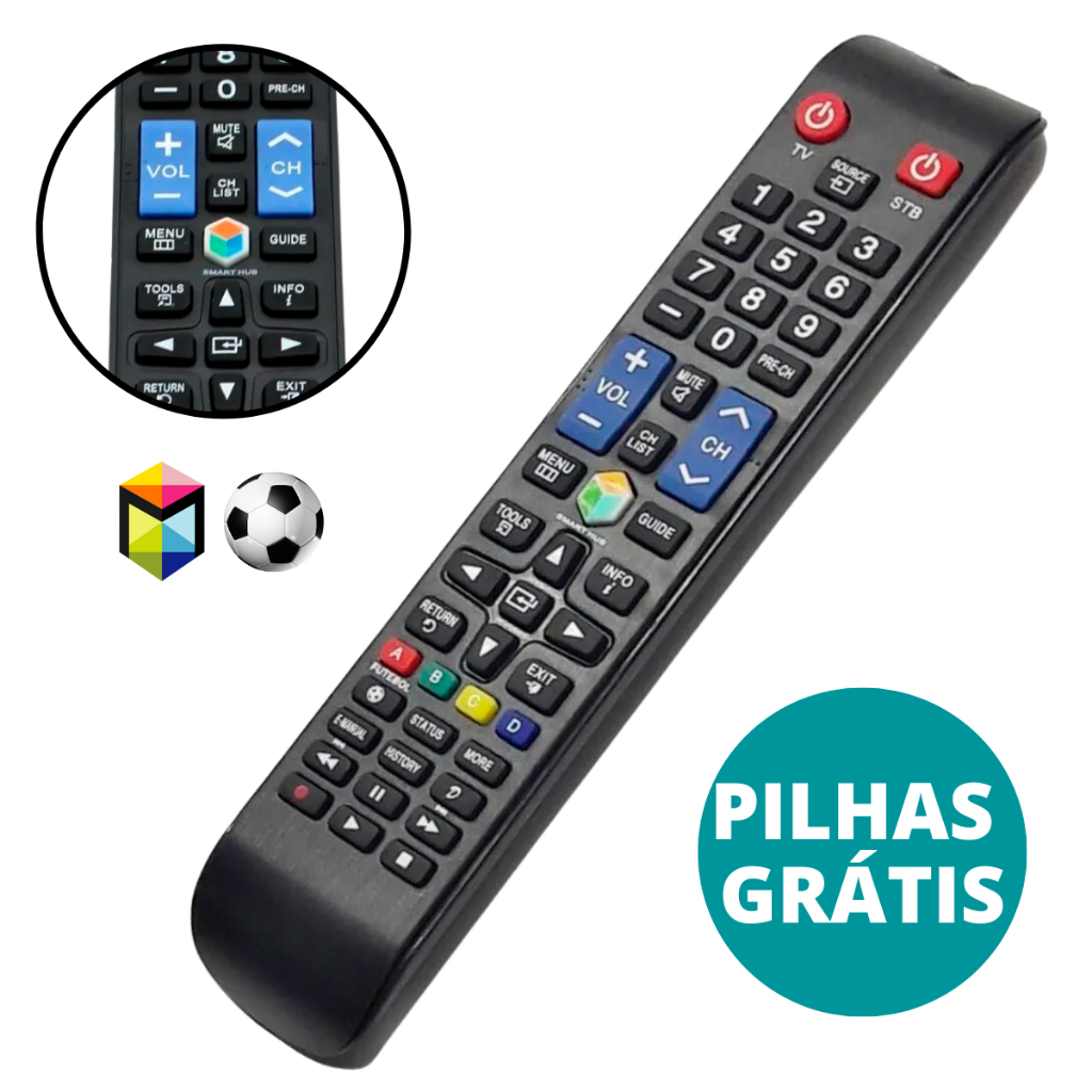 Controle Remoto Compatível Com Samsung Tv Led 3D Futebol com Pilhas em Oferta na Shopee