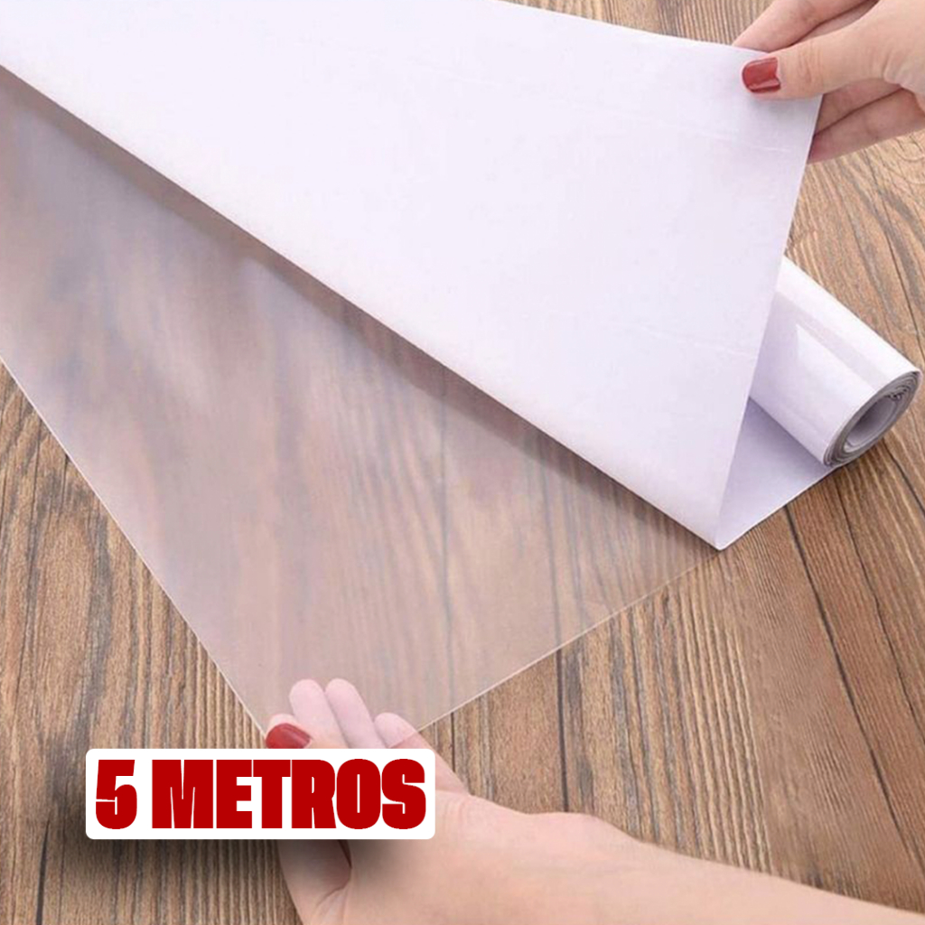 Papel Adesivo Transparente Vinílico Impermeável Multiuso 5Mx45cm