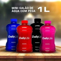 Mini Galão De Água Com Pega 1 Litro Squeeze Para Academia Esporte Personalizado DailyLife Hidratação Treino Esportivo