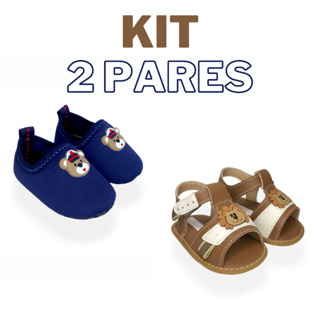 Kit sapatinho de bebe meia Tênis infantil + sandália infantil menino recém nascido MENINO promoção 2 PARES Brincando com conforto mais vendid 13 A0 18 em Oferta na Shopee