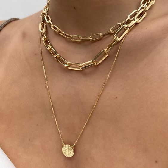 Chocker Correntaria Elos Tiffany Dourado Folhado a Ouro Elegante Minimalista