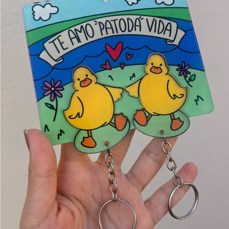 Porta Chaves Com 2 Chaveiros de Encaixe - Te Amo Patodavida
