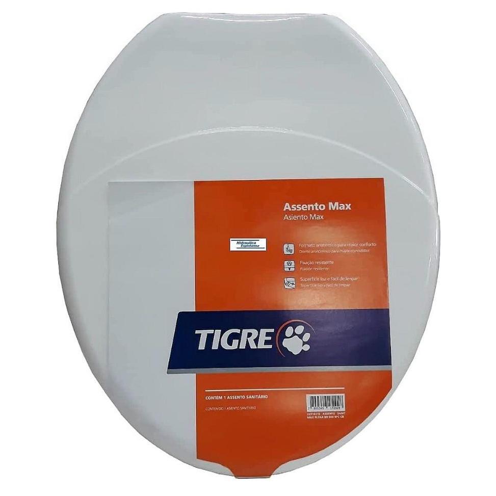 Assento Sanitário Max Branco Tigre Oval Anatômico