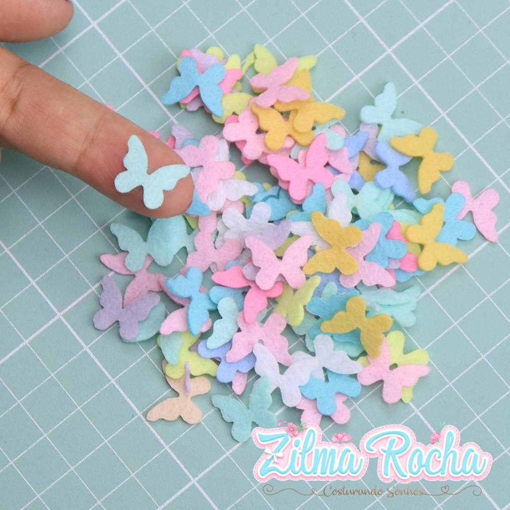 Mini Borboletas em feltro - 1,5 cm - 100 Unidades Coloridas em Oferta na Shopee