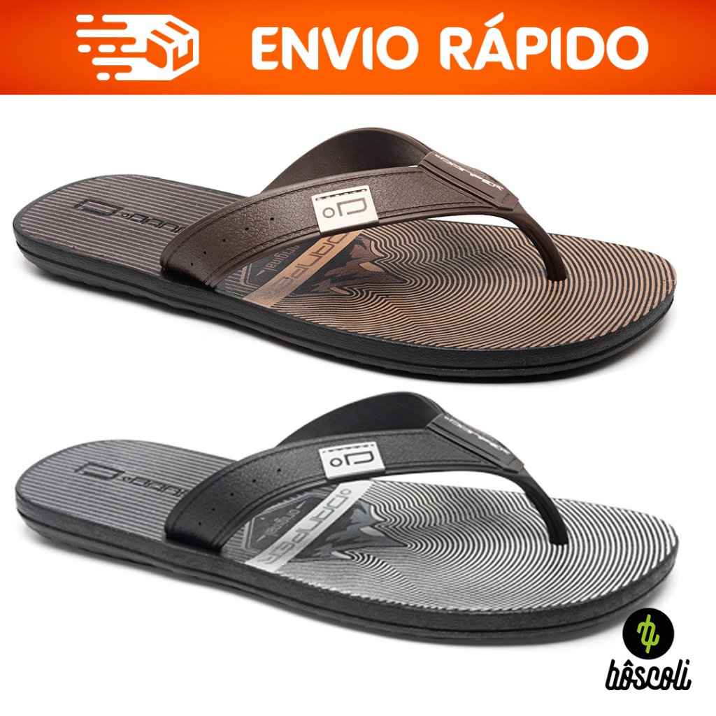 Chinelo Sandália de dedo  Danper  Adulto Masculino Original Marrom Preto Barcelona