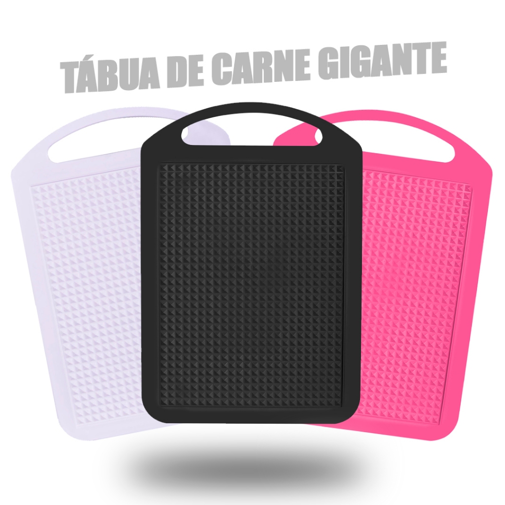 Até 3 Tabuas de Carne GIGANTE 43 x 31cm Preta Rosa e Branca Verduras e Churrasco em Polipropileno