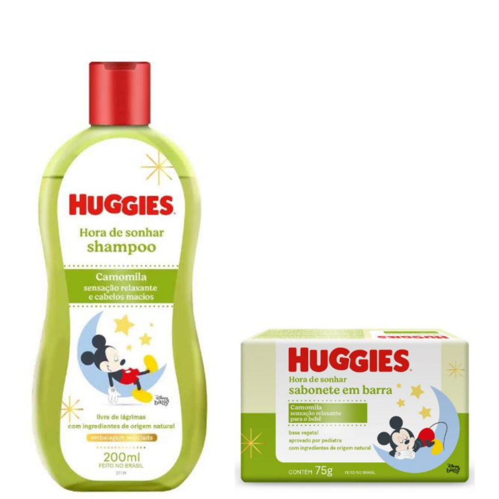 Kit Hora do Banho Camomila Huggies Shampoo 200ml/ Sab em barra 75g