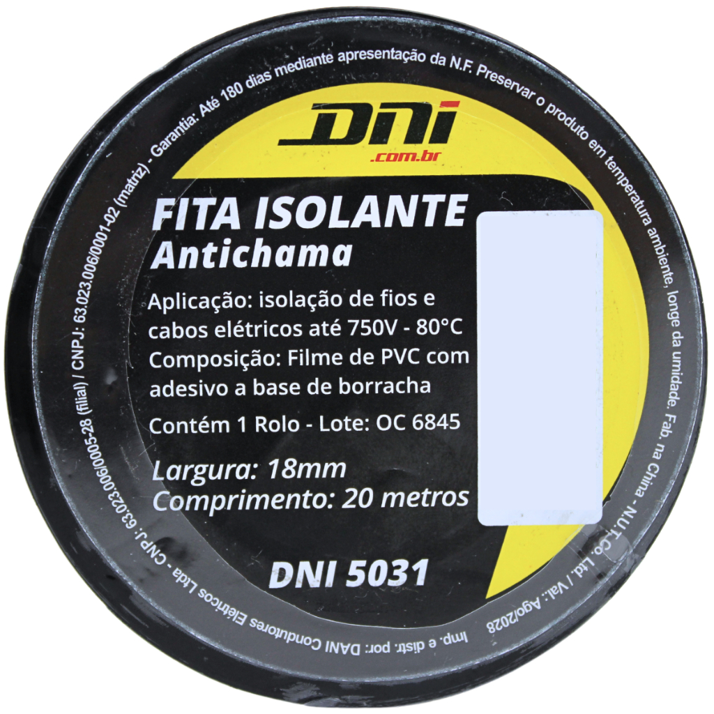 Fita Isolante Anti-Chama 19mm 20 Metros - DNI | Piqueri Autopeças