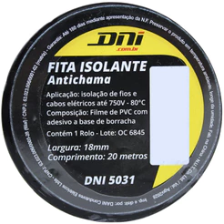 Fita Isolante Anti-Chama 19mm 20 Metros - DNI | Piqueri Autopeças