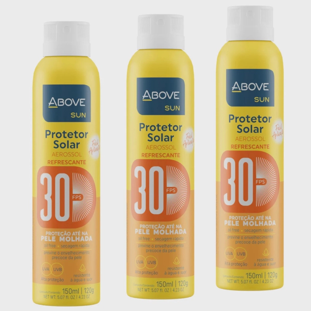 Kit C/3 Protetor Solar FPS 30 Aerossol 350ml Tamanho Família