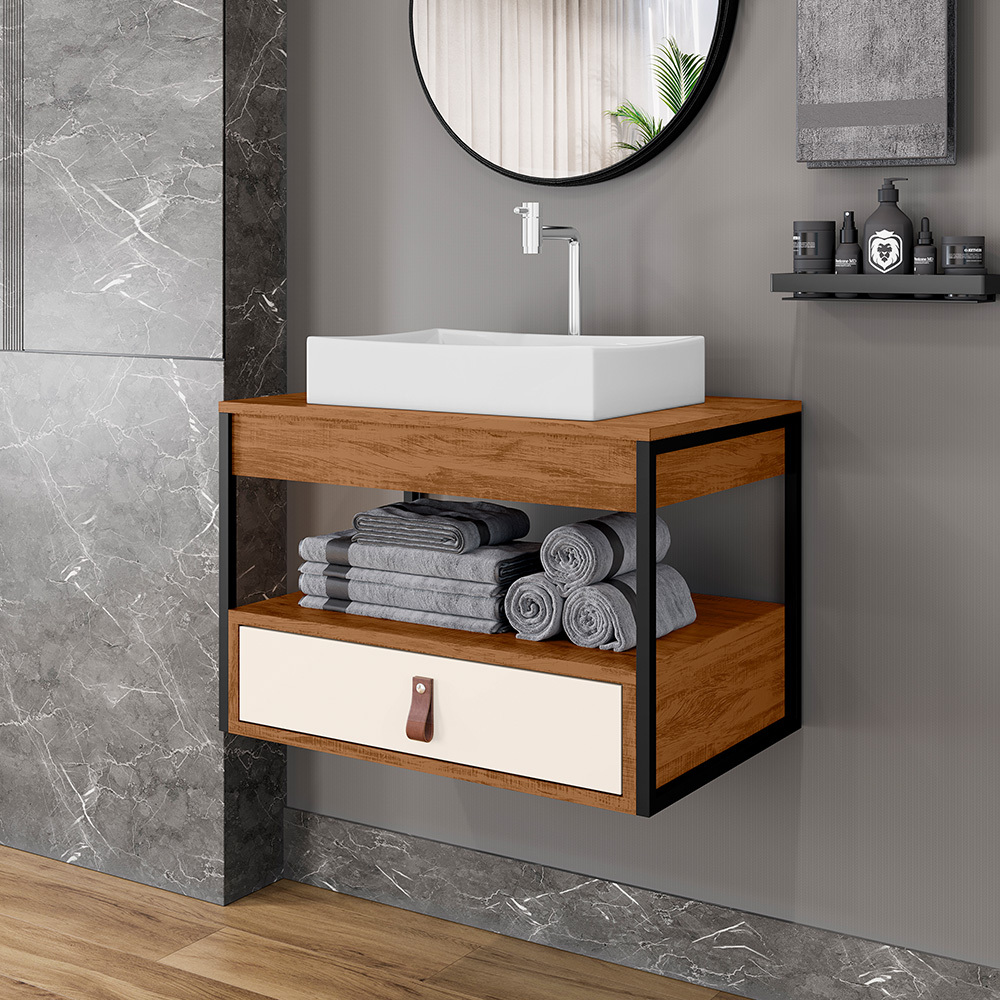 Gabinete para Banheiro Harley com 1 Gaveta e Cuba Dalla em Oferta na Shopee