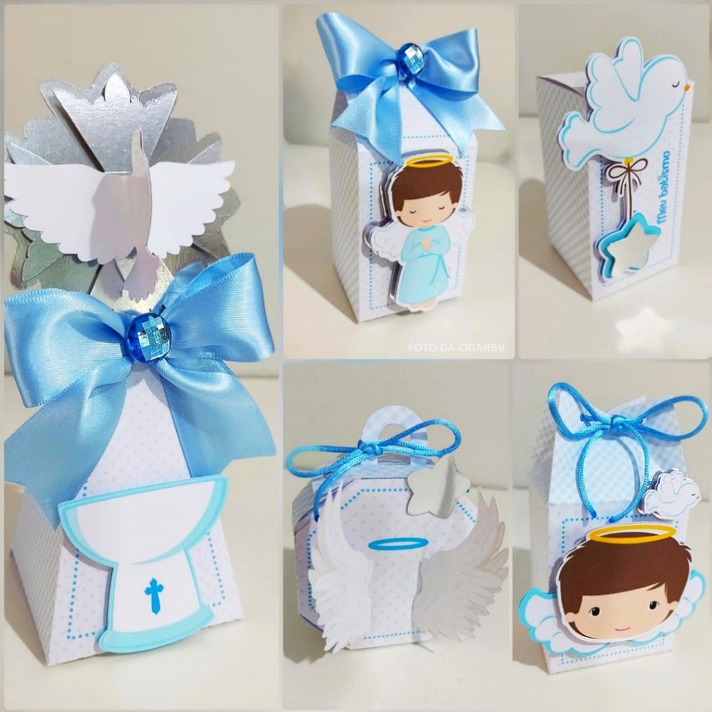 Kit festa: Lembrancinhas Personalizadas Batizado Menino - Caixinhas Personalizadas