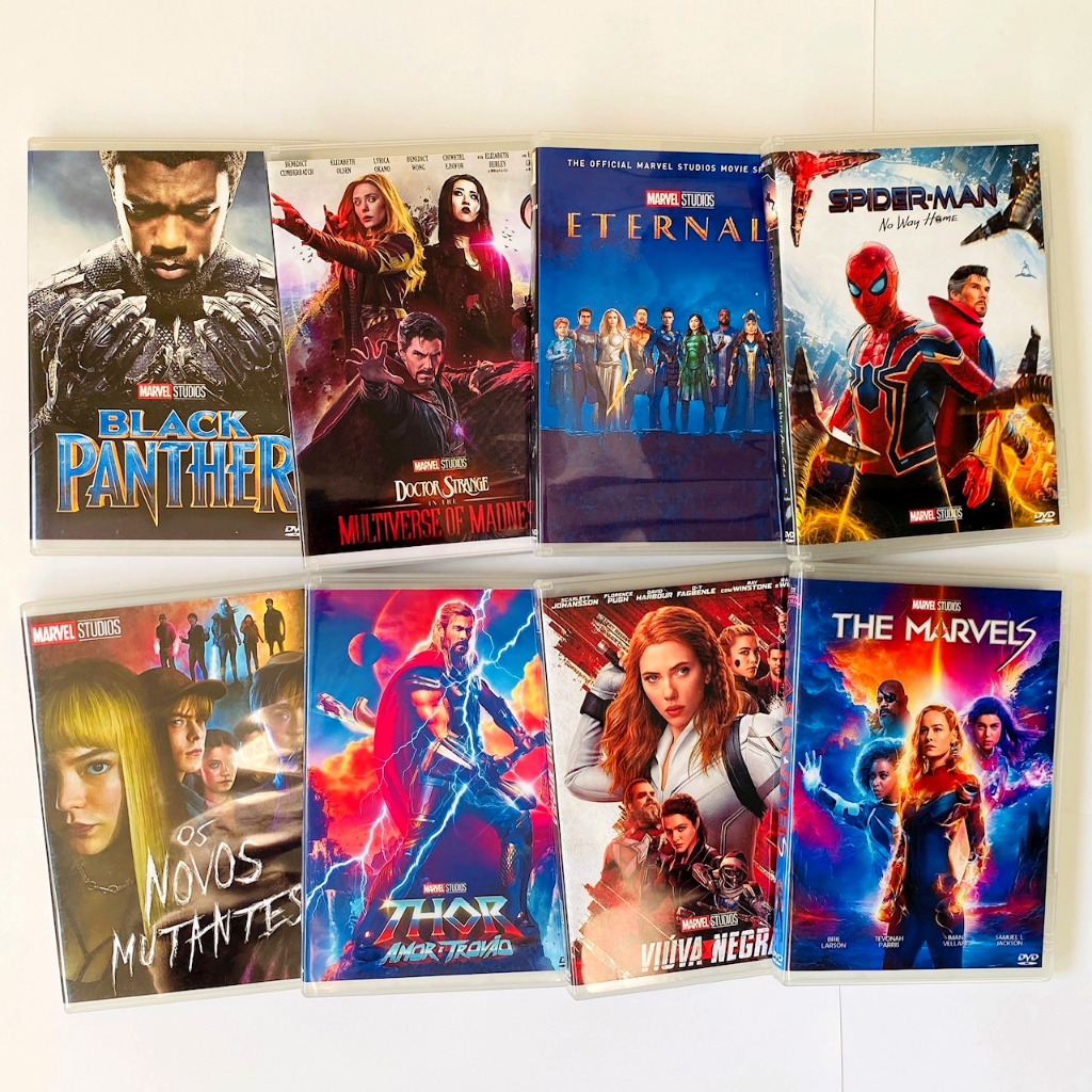 DVD As Marvels Pantera Negra Viuva Negra Doutor Estranho Thor Amor e Trovão Os Nos Mutantes Homem Aranha Eternos Dublado