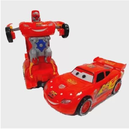 Carrinho Super Robots relampago mcqueen Carro Vira Robô Emite Luz Som Transformers.