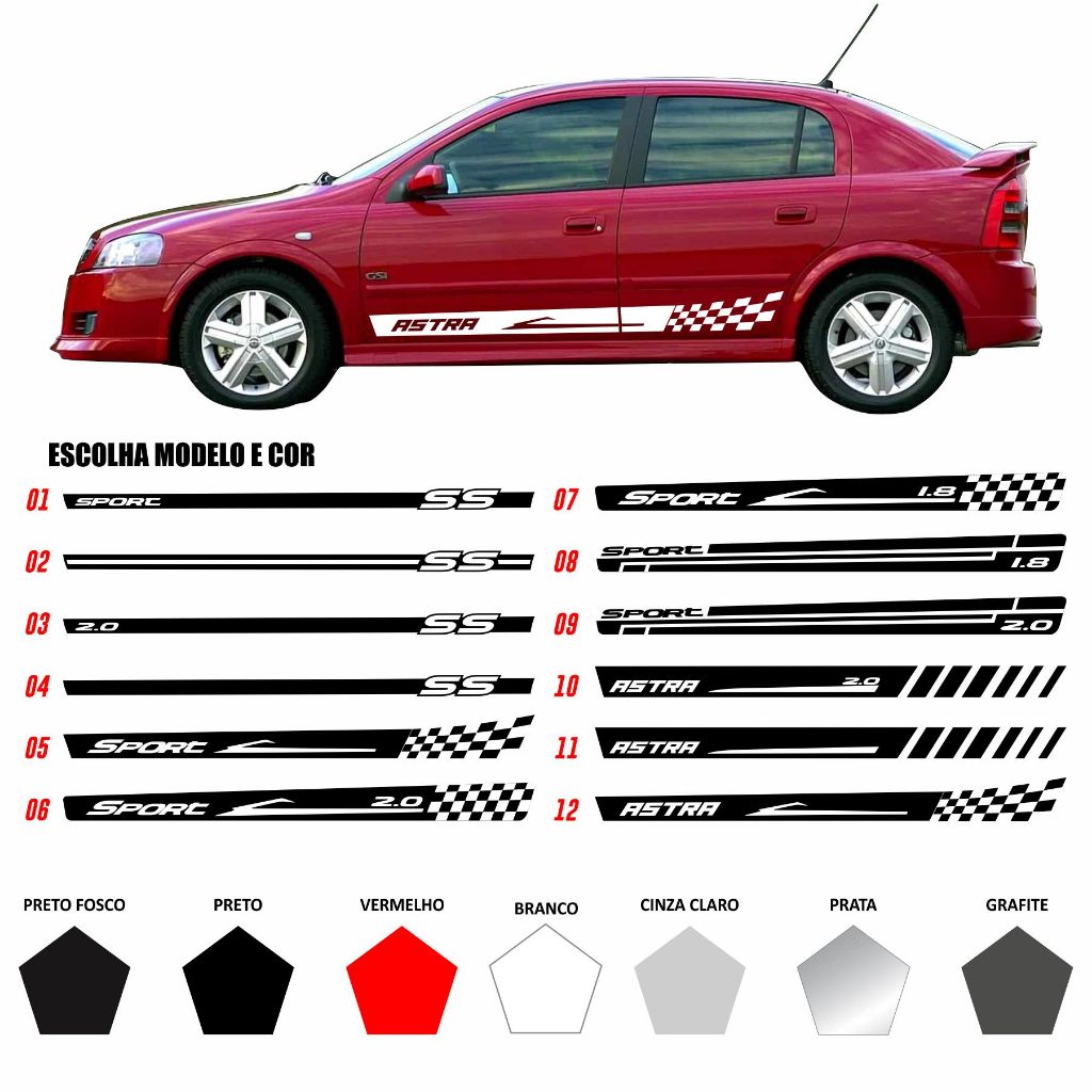 Par Adesivos Faixas Laterais Astra Hatch Sedan Chevrolet Gm