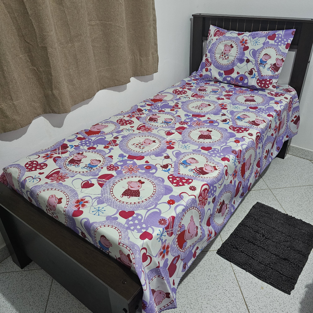 Colcha / Lençol De Cama Solteiro / Infantil  Personagens Divertidos Oxford Kids (Peppa Pig 2) + Fronha