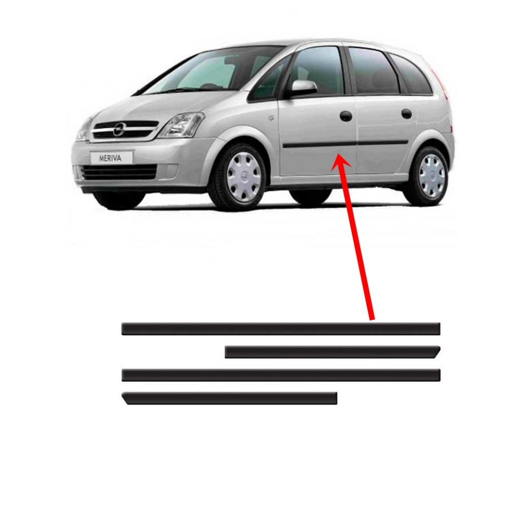 Kit Friso Borrachão Lateral Da Meriva 2003 2004 2005 2006 2007 2008 2009 2010 2011 2012