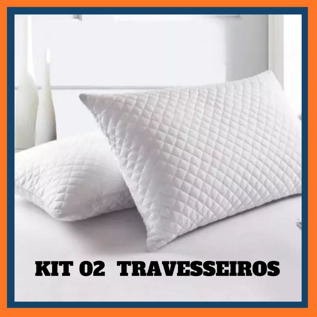 Kit 2 Travesseiros Casal Confortável Toque Macio Antialérgico