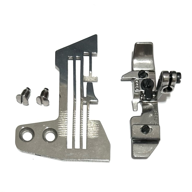 Kit Chapa De Agulha + Calcador + 2 Parafusos Para Overloque Siruba 737F 3 Fios