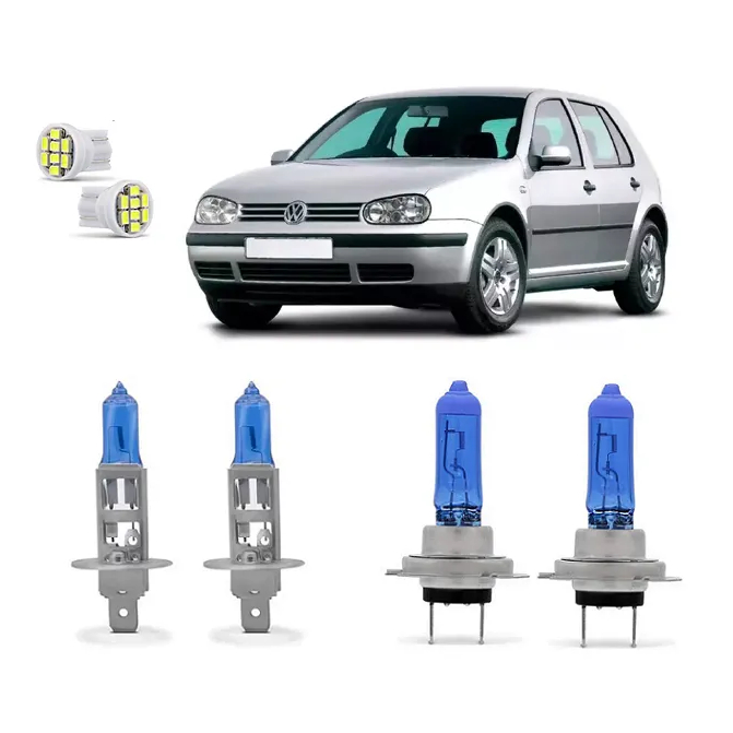 Kit 4 Lampada Super Branca Farol Golf 1999 2000 2001 2002 2003 2004 2005 2006 8500k H7 H1 12v 55w