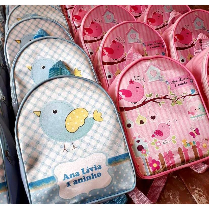 10 Mochilas Personalizadas para aniversário, tema jardim encantado, bolsinhas para festas, lembrancinhas personalizadas