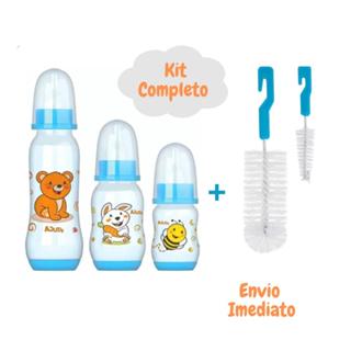 Kit 3 Mamadeiras Para Bebê + 2 Escovas de Lavar Mamadeiras em Oferta na Shopee