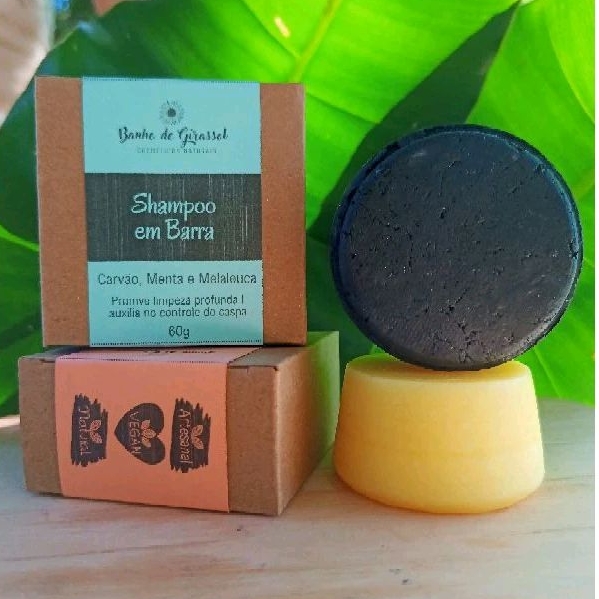 Kit Shampoo em Barra de Pastilha Carvão Ativado detox e Condicionador com Manteiga Ucuúba e Manga