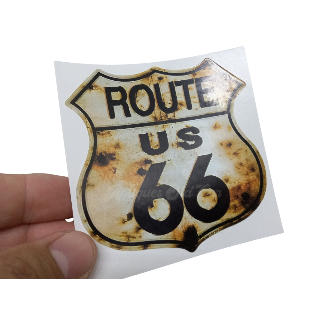 ADESIVO ROUTE 66 / DECORATIVO DE ÉPOCA / EFEITO ENVELHECIDO ENFERRUJADO / LATARIA OU VIDRO — imagem 2 de 2