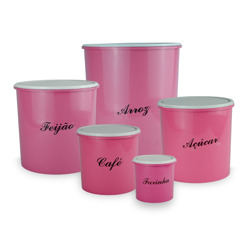 kit 05 pecas Rosa  / jogo plástico/ porta mantimentos e organizadores de cozinha Rosa PROMOÇÃO em Oferta na Shopee