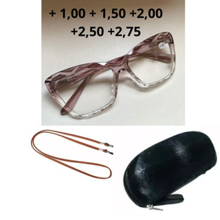 Óculos para Leitura feminino + caixa + cordão