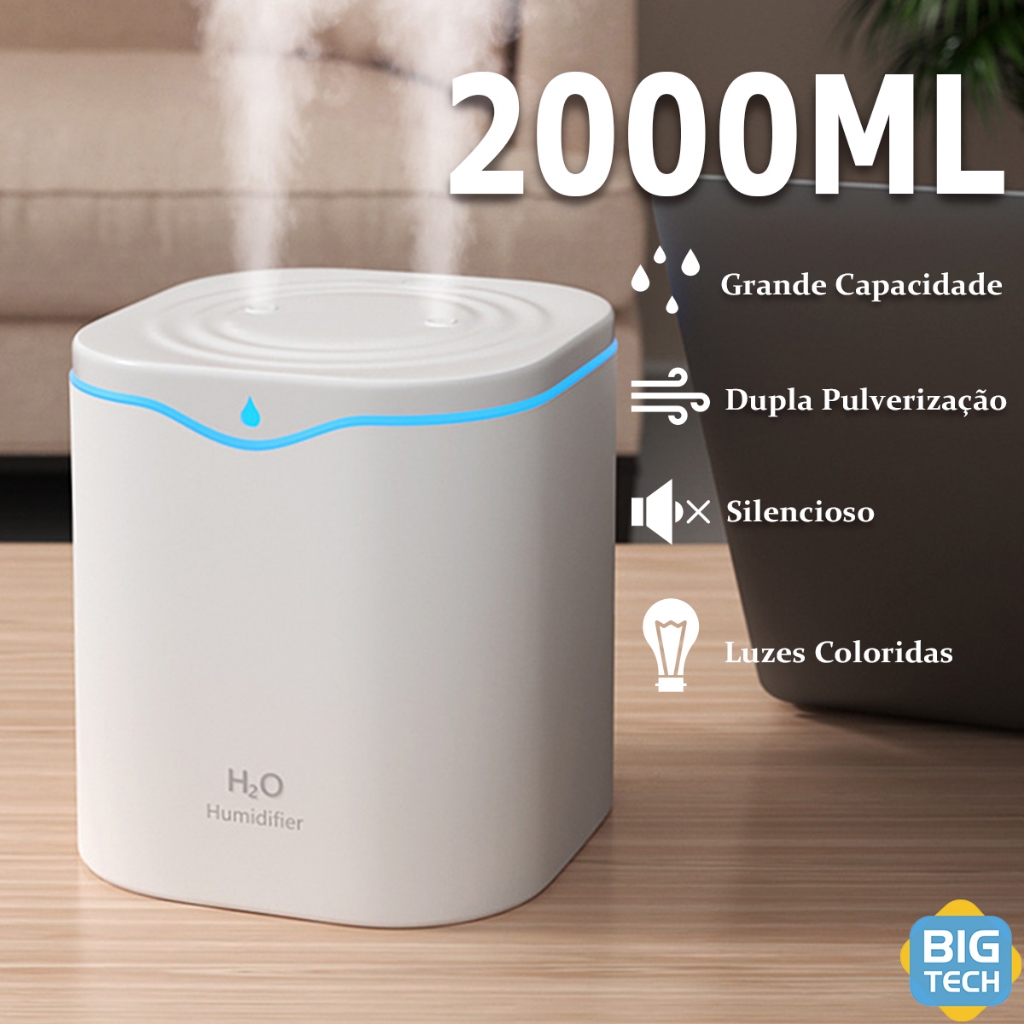 Imagem Umidificador Grande 2L/600ML Purificador De Ar Grande Aromatizador De Ambiente Elétrico Para Quarto