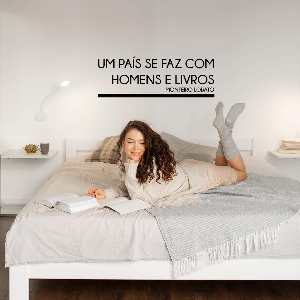 Adesivo Frase Monteiro Lobato Um País se faz com Homens e Livros