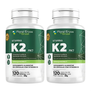 KIT C/2 Vitamina K2 Mk7 Menaquinona 7 240 Caps - Floral Ervas do Brasil em Oferta na Shopee