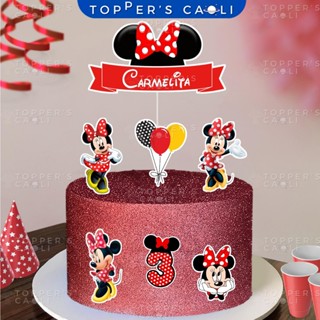 Topo de Bolo Minnie Rosa Vermelha (Topper) Decoração Festa em Oferta na Shopee