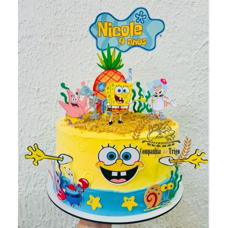 Topo de Bolo Bob Esponja em Oferta na Shopee